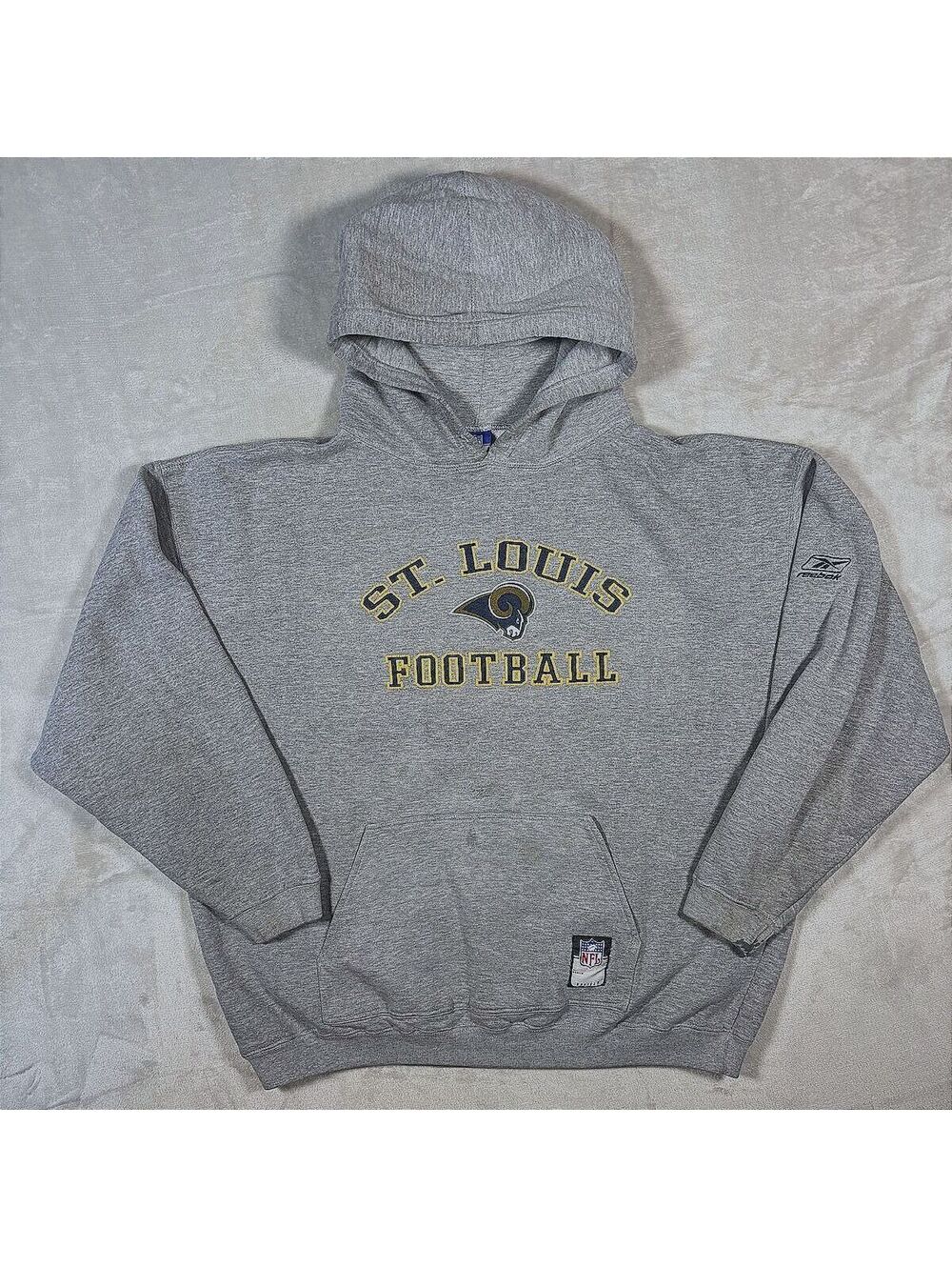 Vintage 2000s St. Louis Rams NFL Hoodie 2XL Gray Reebok Team Apparel Football